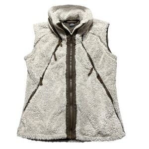 Kuhl Flight Vest Womens Large Beige Fleece Full Zip Hooded High Pile Soft 1037